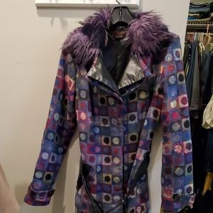 Faux fur collar coat